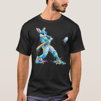 Dripping Tie Dye Rabbit Baseball Easter Bunny Men T-Shirt