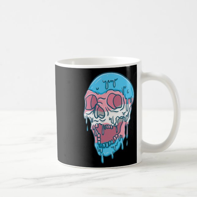 Dripping Trans Pride Skull Transgender  Coffee Mug (Right)