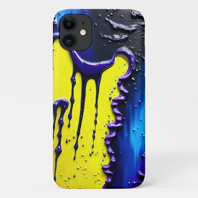 Dripping Yellow Purple Blue Black Vivid Abstract Case-Mate iPhone Case (Back)