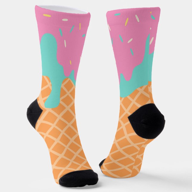 Drippy Ice Cream Waffle Cone socks (Angled)
