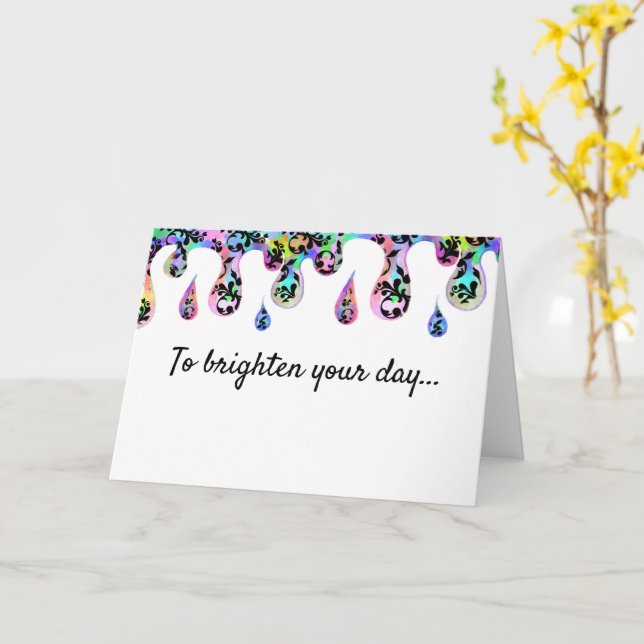 Drippy Vintage Damask card (Yellow Flower)