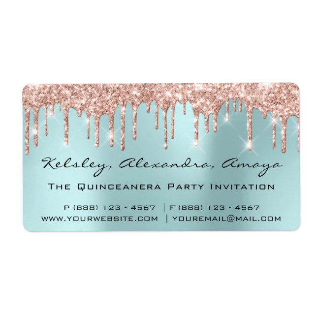 Drips Blush Rose Bridal Sweet 16th Quinceanera VIP (Front)