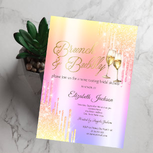 Drips Glass Brunch & Bubbly Ombre Bridal Shower  Invitation