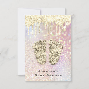 Drips Glitter Baby Shower Feet Gold Blush Girl Boy Invitation