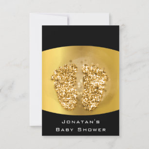 Drips Glitter Baby Shower Feet Gold VIP Girl Boy Invitation