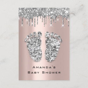 Drips Glitter Baby Shower Feet Rose Grey Girl Boy Invitation