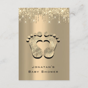 Drips Glitter Baby Shower Feet Sepia Dots Girl Boy Invitation