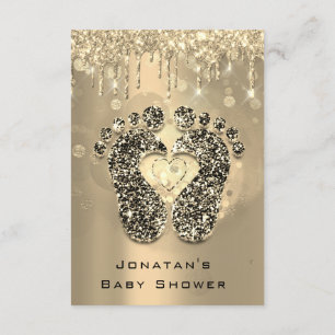Drips Glitter Baby Shower Feet Sepia Dots Girl Boy Invitation