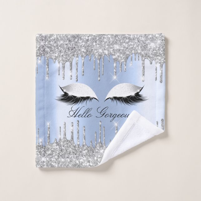 Drips Glitter Effect Blue Lashes Name  Wash Cloth (Wash Cloth)