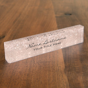 Drips Glitter Effect Rose Aesthetician Beauty Nameplate