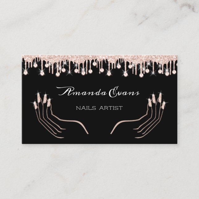 Drips Rose Manicure Nails Artist Appointment Card (Front)