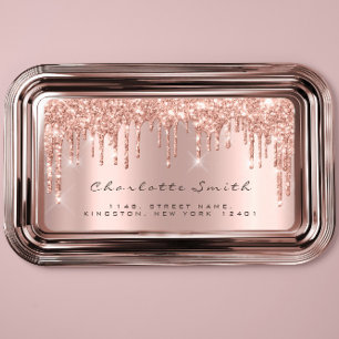 Drips RSVP Pink Rose Blush Sparkly Glitter Makeup Label