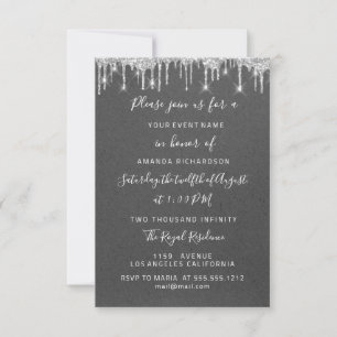 Drips Silver Paper Kraft Bridal Wedding Sweet 16th Invitation