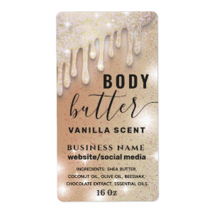 Drips sparkle glittery script body butter label