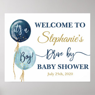 Drive baby shower boy welcome sign