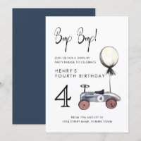 Drive by Any Age Birthday Parade Retro Blue Car
