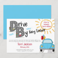 Drive By Baby Shower Blue Car and Balloons