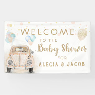 Drive By Baby Shower Car Gold Peach Banner