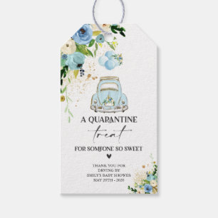 Drive By Baby Shower Favour Tag Blue Floral