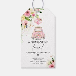 Drive By Baby Shower Favour Tag Pink Floral