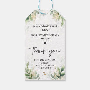 Drive By Baby Shower Greenery And Gold Favour Gift Tags