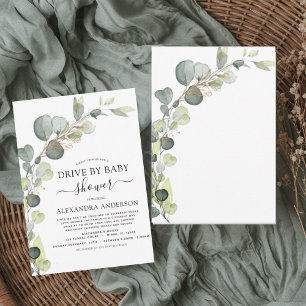 Drive By Baby Shower Greenery Eucalyptus Invitation