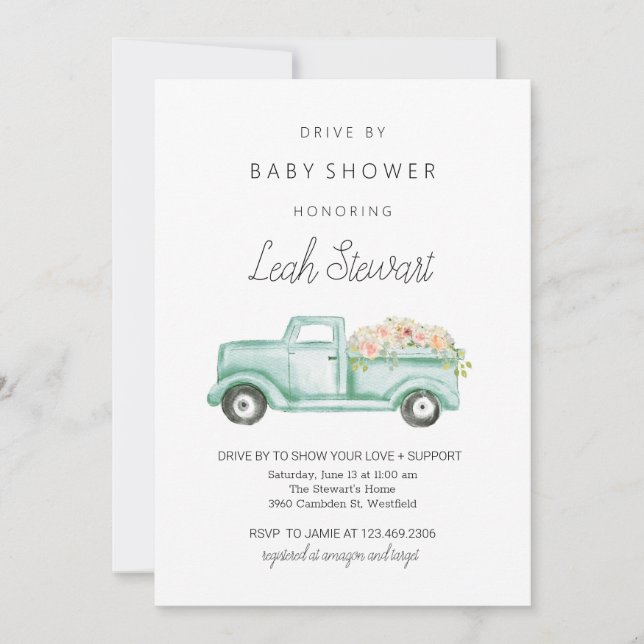Drive By Baby Shower Invitation (Front)