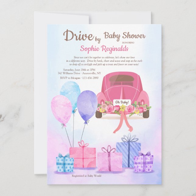 Drive By Baby Shower Invitation (Front)