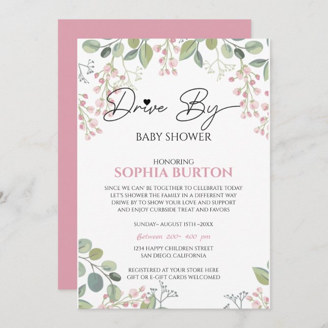 Drive By Baby Shower Invitation (Front/Back)