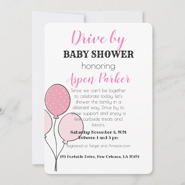 Drive by Baby shower Invitation (Front)