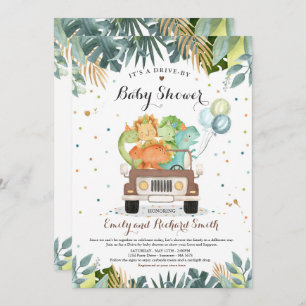 Drive By Baby Shower Invitation Dinosaur Shower