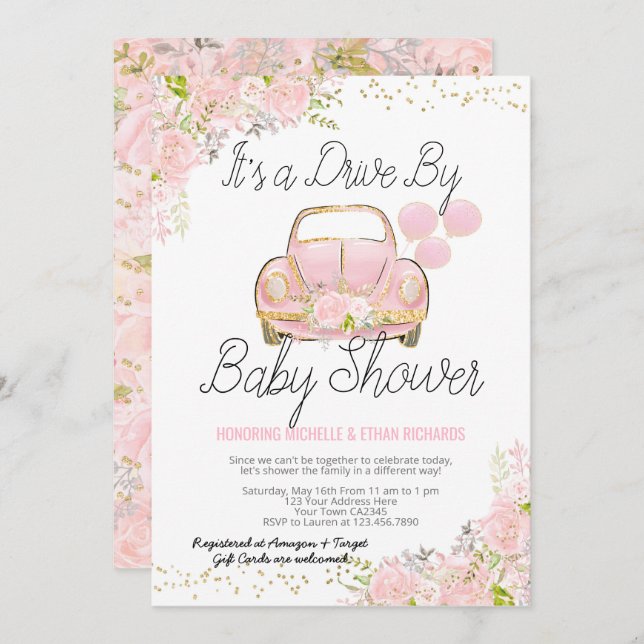 Drive By Baby Shower Parade Invitation (Front/Back)