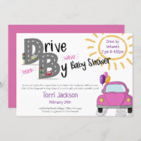 Drive By Baby Shower Pink Car and Balloons