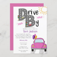 Drive By Baby Shower Pink Car for Girl