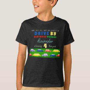 Drive By Birthday Parade Cars Colourful Bright T-Shirt