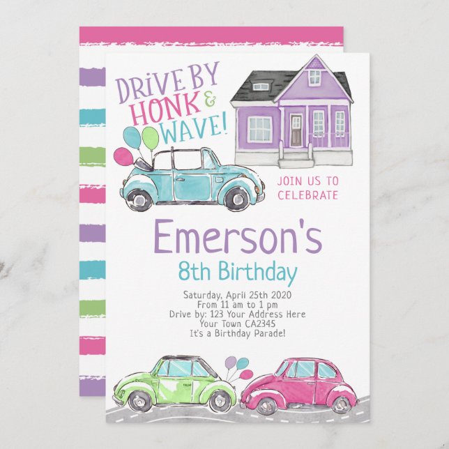 Drive By, Birthday Parade Invitation (Front/Back)