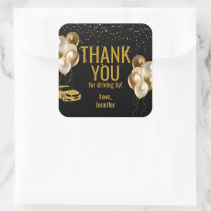 Drive by Birthday Party Parade Square Sticker