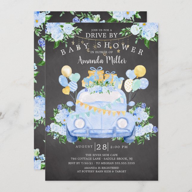 Drive By Boys Baby Shower Invitation (Front/Back)