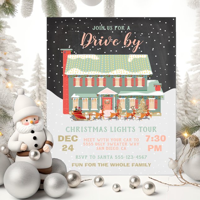 Drive by Christmas Lights Tour Party Invitation (Creator Uploaded)