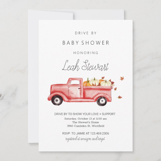 Drive By Fall Baby Shower Invitation (Front)