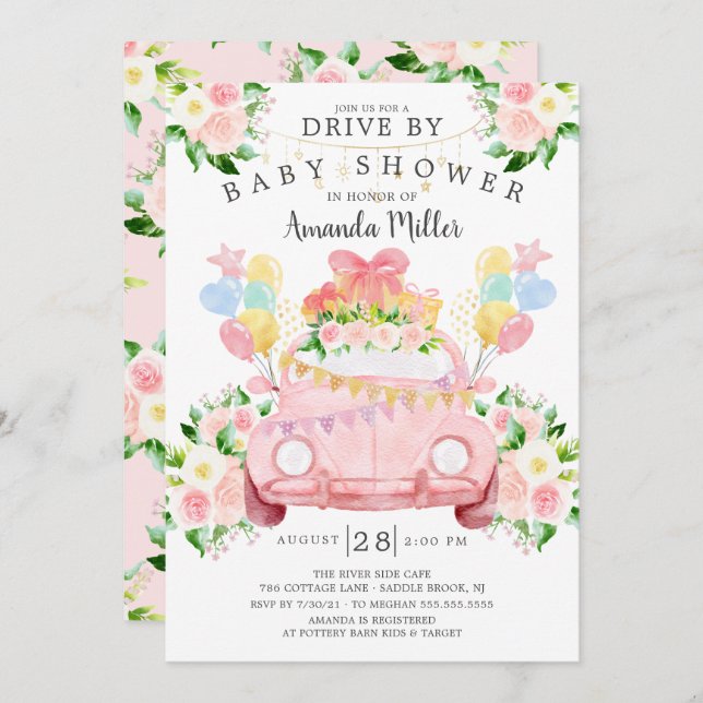 Drive By Girls Baby Shower Invitation (Front/Back)