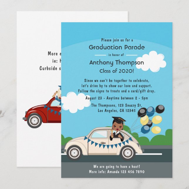 Drive By Graduation Party Invitation (Front/Back)