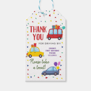 Drive by Kid's Birthday Party Parade Thank You Tag