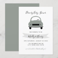 Drive by neutral boy baby shower green grey