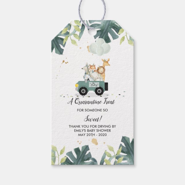 Drive By Safari Baby Shower Favour Tag (Front)