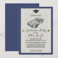Drive By Virtual Male Graduation Party Invitation