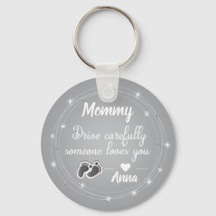 Drive Carefully silver diamonds quote design Key Ring