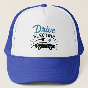Drive Electric Blue Black Automobile  Trucker Hat
