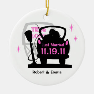 Drive In Newlyweds Keepsake Ornament