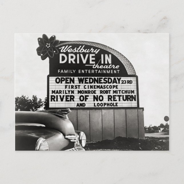 Drive-In Theatre, 1954 Postcard (Front)